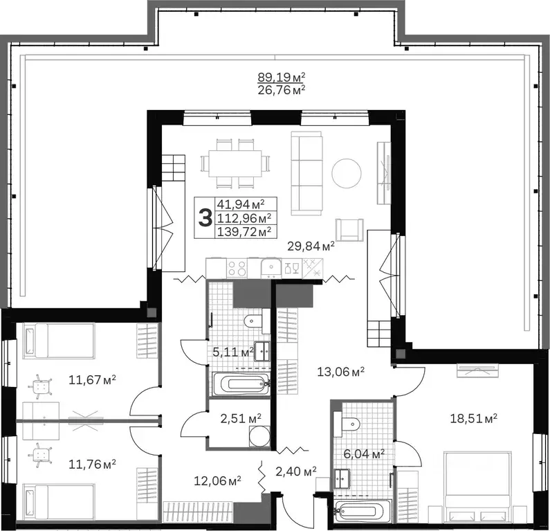 3-к кв. Санкт-Петербург Магнитогорская ул., 5к3 (139.7 м) - Фото 1