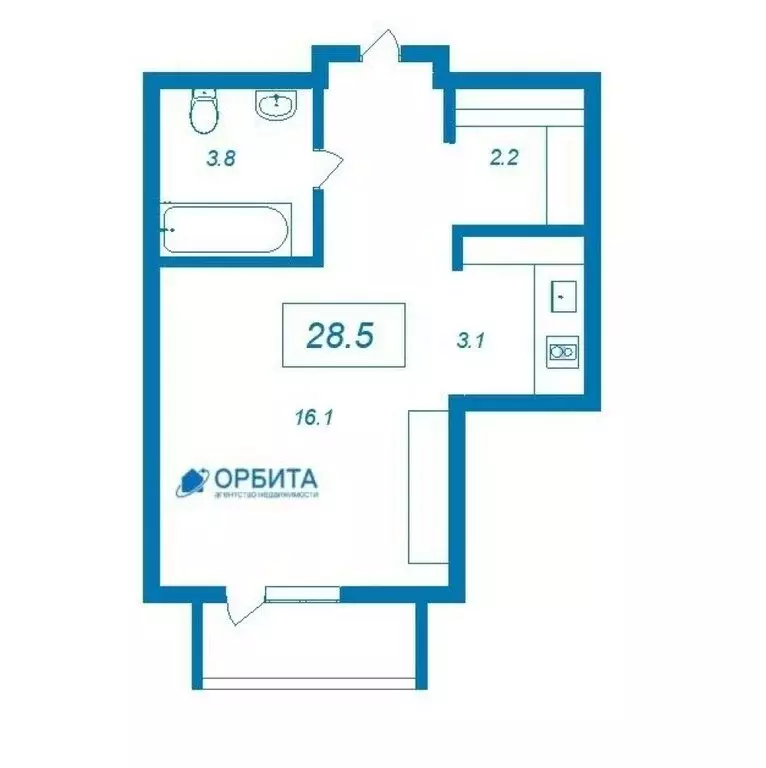 Квартира-студия: Тюмень, Причальная улица, 5 (25.2 м) - Фото 1