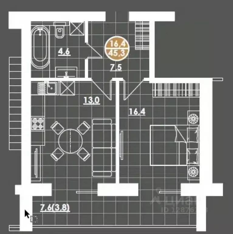 1-к кв. Пензенская область, Пенза ул. Тимирязева, 11 (46.8 м) - Фото 1