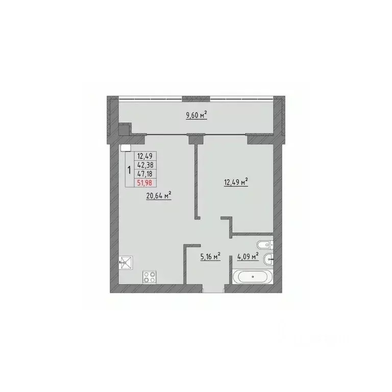 1-к кв. Ивановская область, Иваново Кооперативная ул., 3 (51.98 м) - Фото 0
