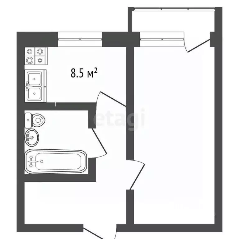 1-к кв. Московская область, Сергиев Посад Ярославское ш., 8Б (42.0 м) - Фото 2