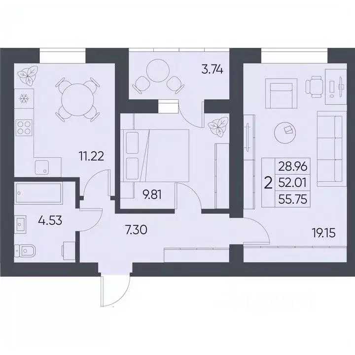 2-к кв. Саратовская область, Татищево рп ул. Михайловская, 13 (55.75 ... - Фото 0