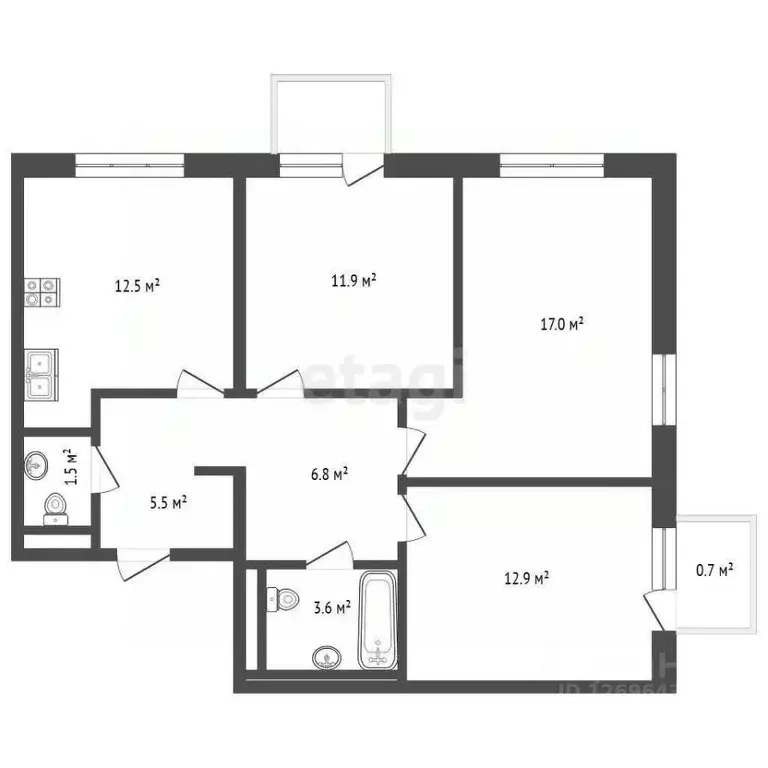 3-к кв. Московская область, Люберцы ул. Юности, 4 (73.1 м) - Фото 1