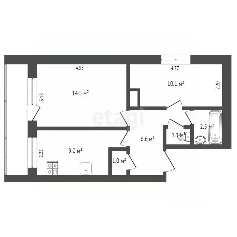 2-к кв. Вологодская область, Кадуй рп ул. Садовая, 18 (44.8 м) - Фото 1