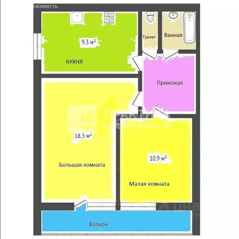 2-комнатная квартира: Москва, Большой Рогожский переулок, 10к1 (45.3 ... - Фото 1