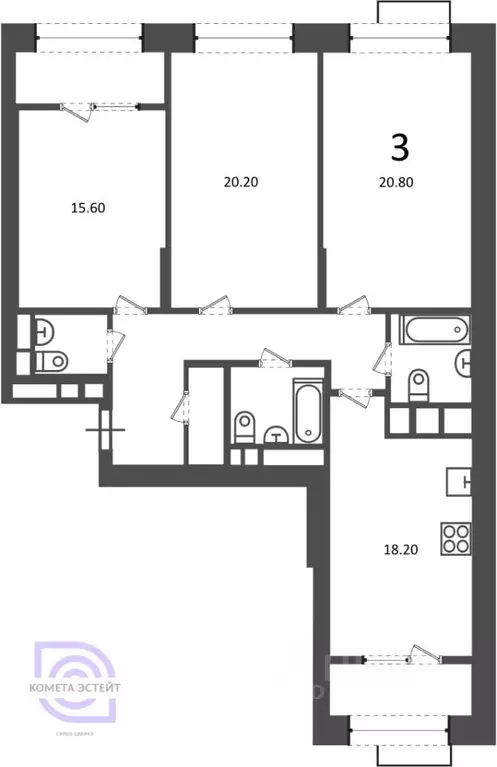 3-к кв. Москва Клинская ул., 2А (99.6 м) - Фото 1