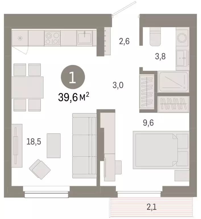 1-комнатная квартира: Новосибирск, квартал Лебедевский, 1/3 (39.6 м) - Фото 1