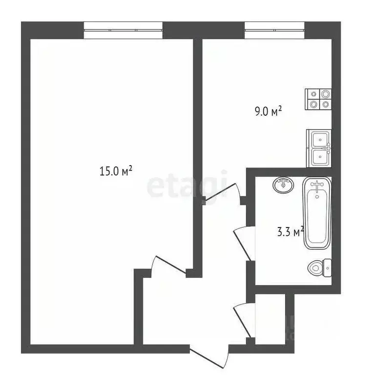 1-к кв. Башкортостан, Стерлитамак ул. Гоголя, 145А (33.4 м) - Фото 1