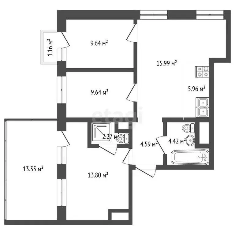 3-комнатная квартира: Тюмень, улица Геннадия Райкова, 19 (65.6 м) - Фото 0