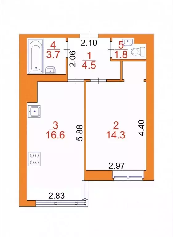 1-к кв. Санкт-Петербург 2-я Советская ул., 4б (41.0 м) - Фото 1