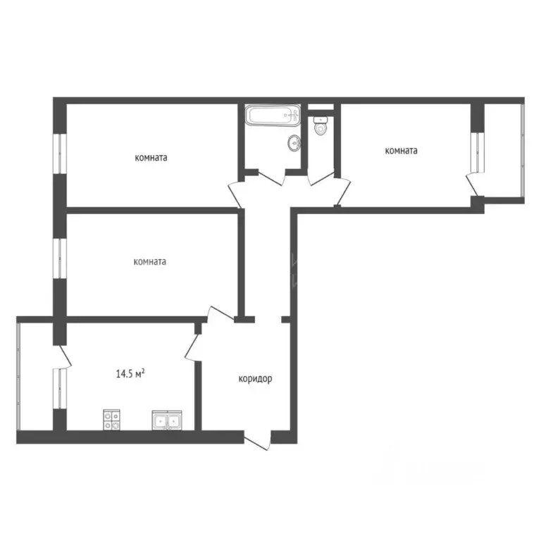 3-к кв. Тюменская область, Тюмень ул. Николая Семенова, 27 (90.0 м) - Фото 1