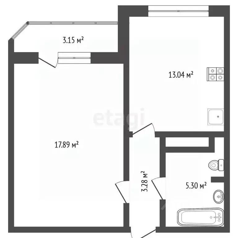 1-к кв. Тюменская область, Тюмень ул. Константина Посьета, 7 (39.7 м) - Фото 1