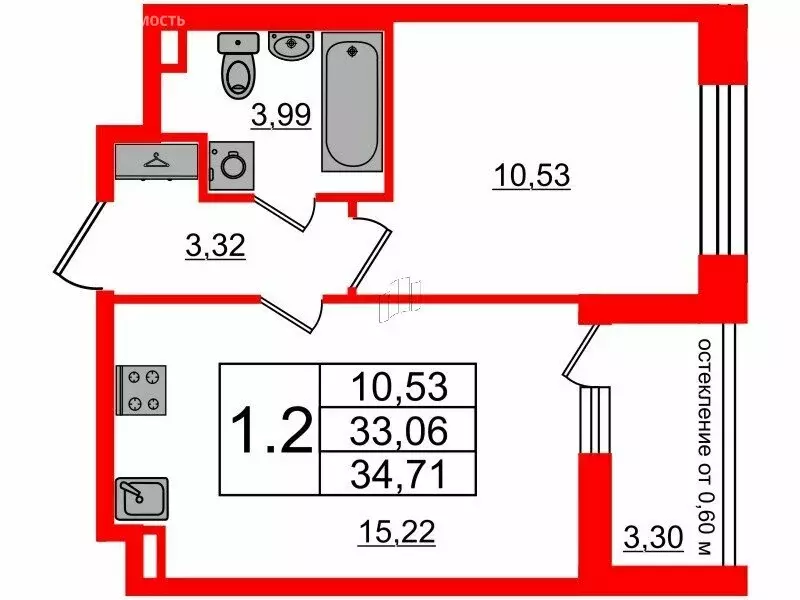 1-комнатная квартира: Санкт-Петербург, Кубинская улица, 78Е (33.06 м) - Фото 0