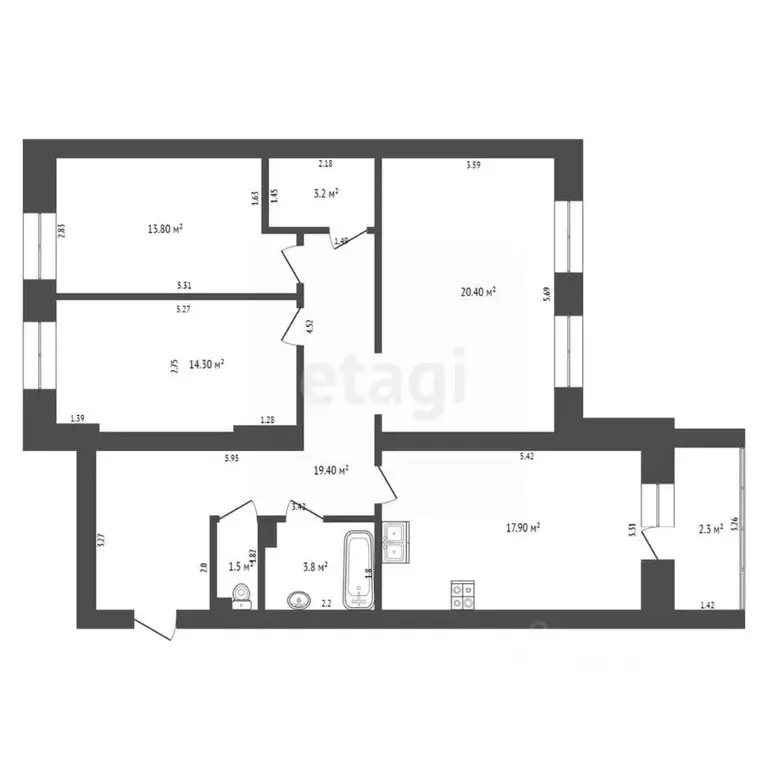 3-к кв. Забайкальский край, Чита ул. Нечаева, 74 (94.3 м) - Фото 2