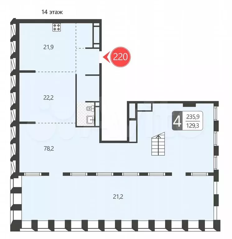 Аукцион: 4-к. квартира, 235,9 м, 14/17 эт. - Фото 0