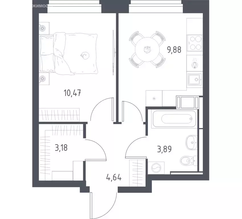 1-комнатная квартира: село Ям, улица Мезенцева, 23 (31.5 м) - Фото 1