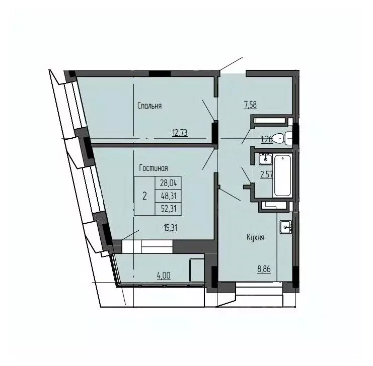 2-к кв. Саха (Якутия), Якутск ул. Чкалова, 39А (52.31 м) - Фото 0