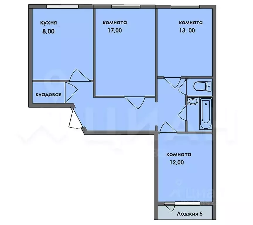 3-к кв. Тюменская область, Тюмень ул. Мельникайте, 128 (67.5 м) - Фото 2