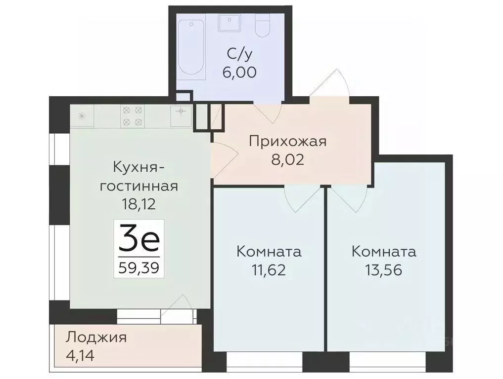 3-к кв. Воронежская область, Воронеж ул. Матросова (59.39 м) - Фото 0