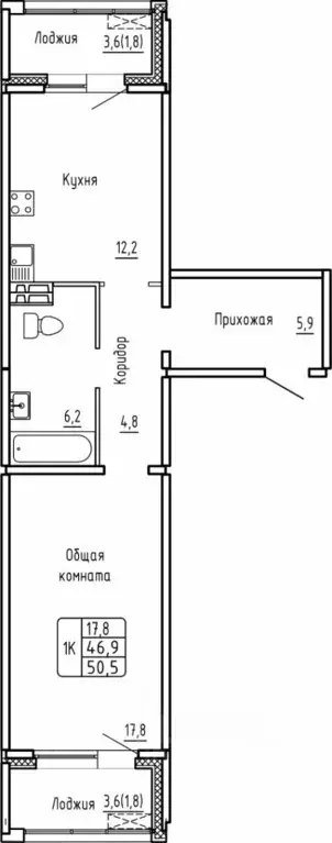 1-к кв. Новосибирская область, Новосибирск  (50.5 м) - Фото 0