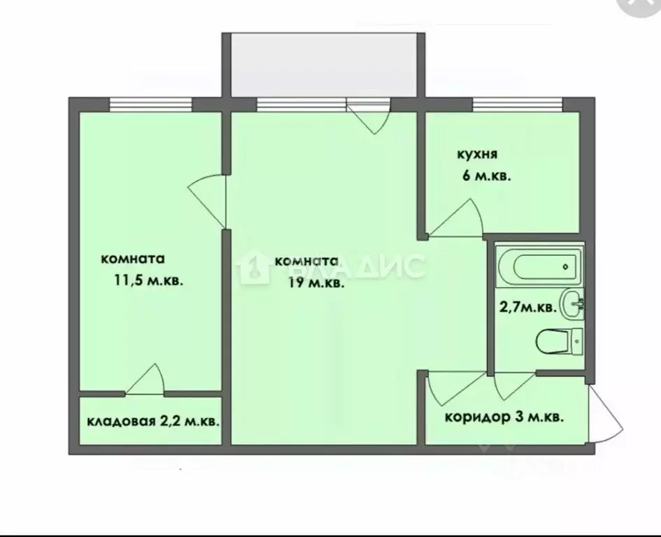 2-к кв. Башкортостан, Стерлитамак ул. Дружбы, 32А (47.5 м) - Фото 2
