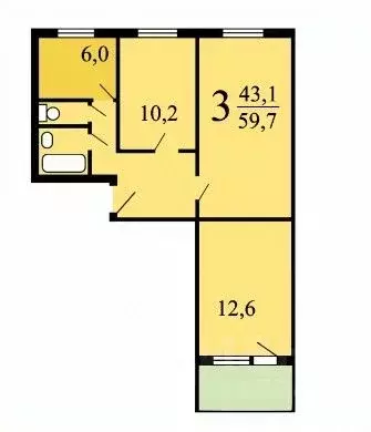 3-к кв. Москва Судостроительная ул., 8К2 (59.7 м) - Фото 1
