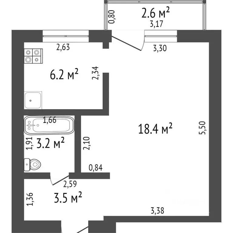 1-к кв. Башкортостан, Стерлитамак ул. Ильича, 68 (32.8 м) - Фото 2