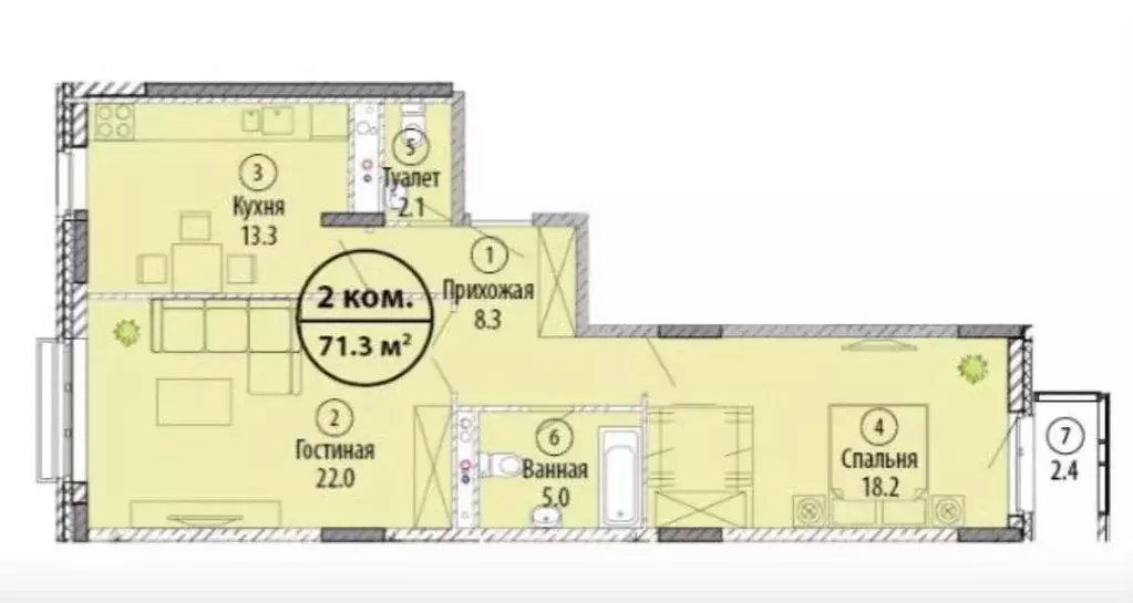 2-к кв. Московская область, Химки ул. Озерная, 2 (70.6 м) - Фото 2