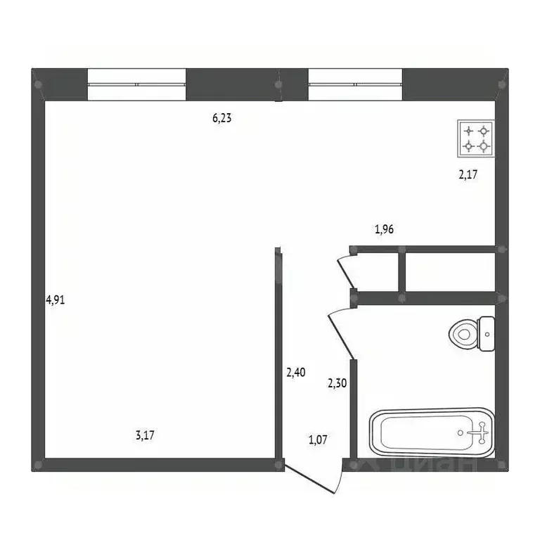 1-к кв. Амурская область, Белогорск Южный мкр, 9 (29.5 м) - Фото 1