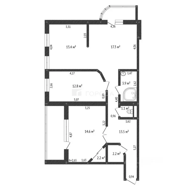 3-к кв. Алтайский край, Барнаул ул. Малахова, 89 (85.0 м) - Фото 2