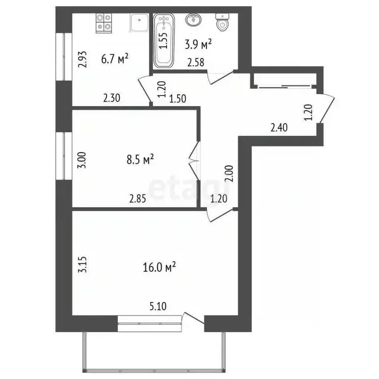 2-к кв. Ростовская область, Аксай Садовая ул., 12 (49.8 м) - Фото 2