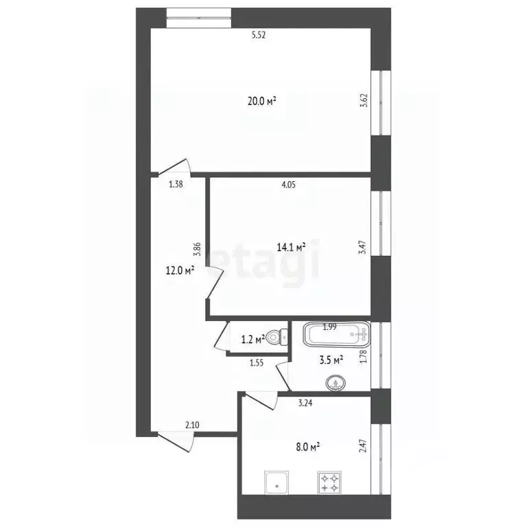 2-к кв. Калужская область, пос. Бабынино ул. Строительная, 25 (58.8 м) - Фото 2