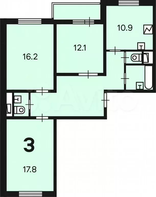 Аукцион: 3-к. квартира, 81,4 м, 4/14 эт. - Фото 1