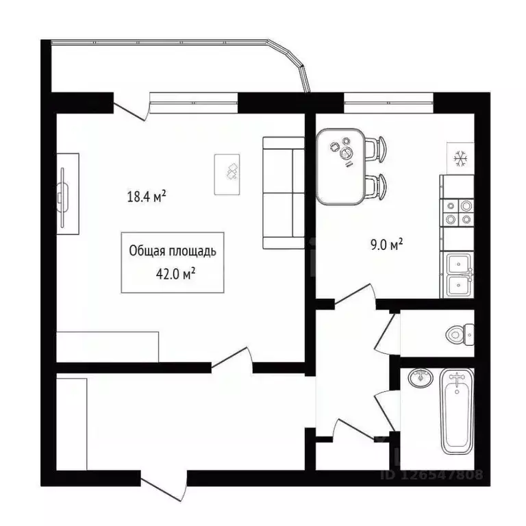 1-к кв. Новосибирская область, Новосибирск Троллейная ул., 41 (42.0 м) - Фото 2