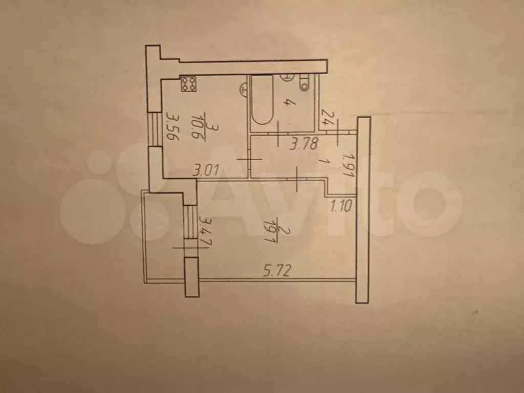 1-к. квартира, 39 м, 5/5 эт. - Фото 0