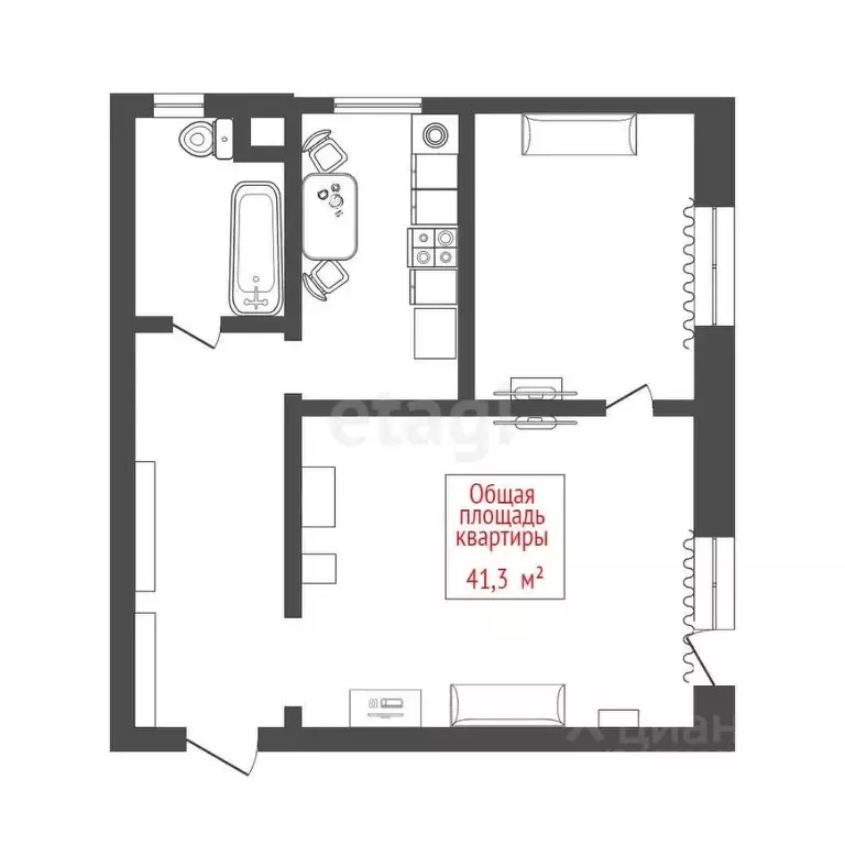 2-к кв. Томская область, Томск тракт Иркутский, 8 (41.3 м) - Фото 1