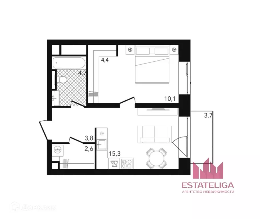 Продаётся 1-к квартира, 42 м - Фото 1