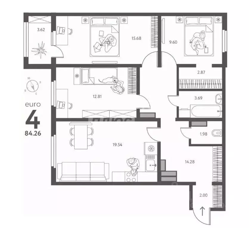 3-к кв. Липецкая область, Липецк Ленина-Соборная пл. (84.26 м) - Фото 2