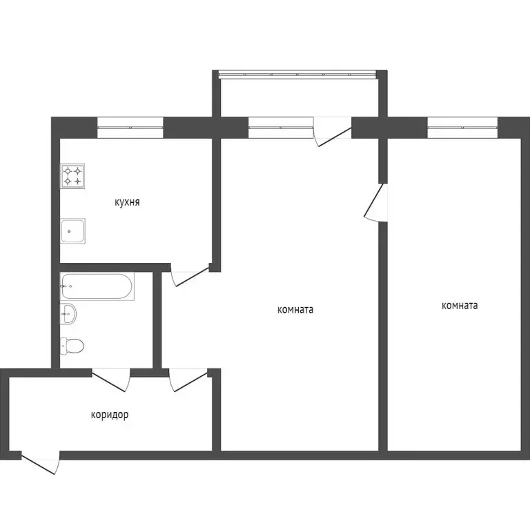 2-комнатная квартира: Курган, Советская улица, 33 (42 м) - Фото 1