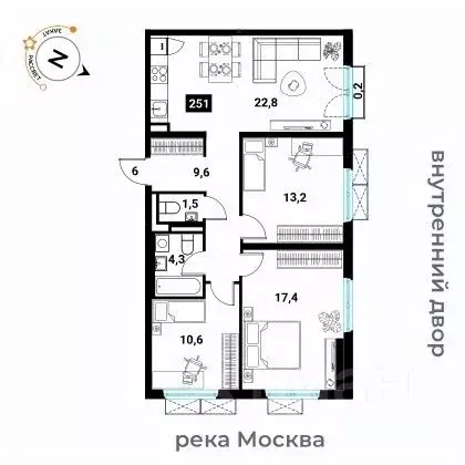 3-к кв. Москва Большая Филевская ул., 3к2 (79.4 м) - Фото 0