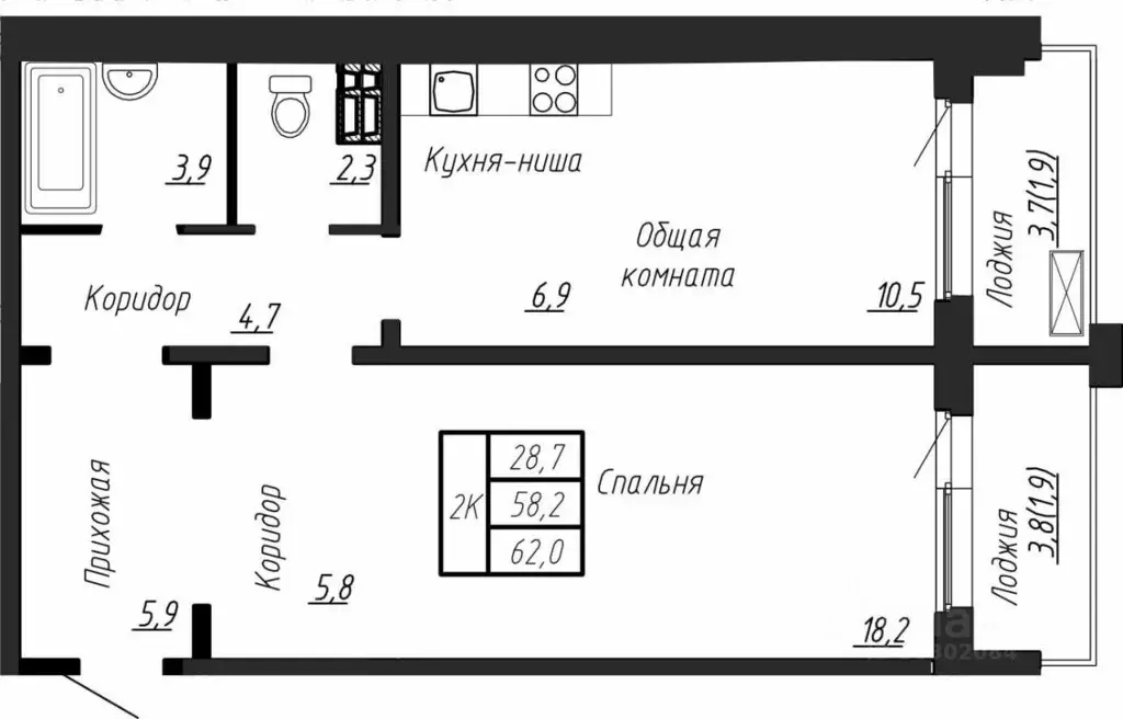 2-к кв. Ленинградская область, Тельмана Тосненский район, Сибирь жилой ... - Фото 0