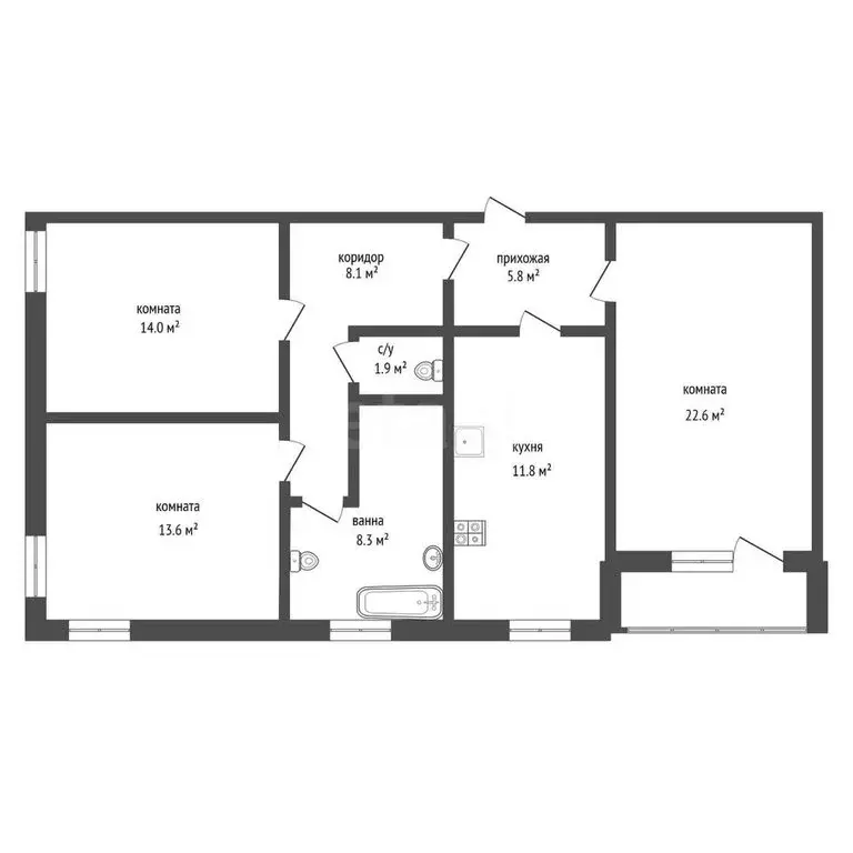 3-комнатная квартира: Тула, улица Дзержинского, 10 (88.4 м) - Фото 0