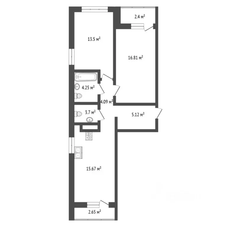 2-к кв. Тюменская область, Тюмень ул. Селекционная, 6 (62.6 м) - Фото 2