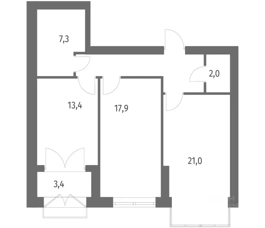 2-к кв. Санкт-Петербург ул. Академика Константинова, 1к1 (72.2 м) - Фото 0
