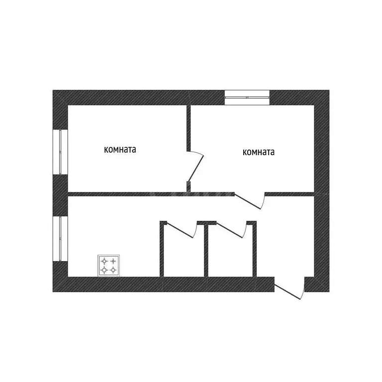 2-комнатная квартира: деревня Хвалово, 2 (40.6 м) - Фото 1