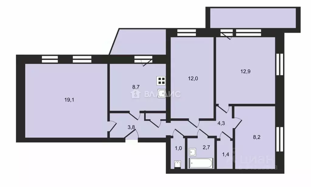 4-к кв. Владимирская область, Ковров просп. Ленина, 1Б (74.6 м) - Фото 1