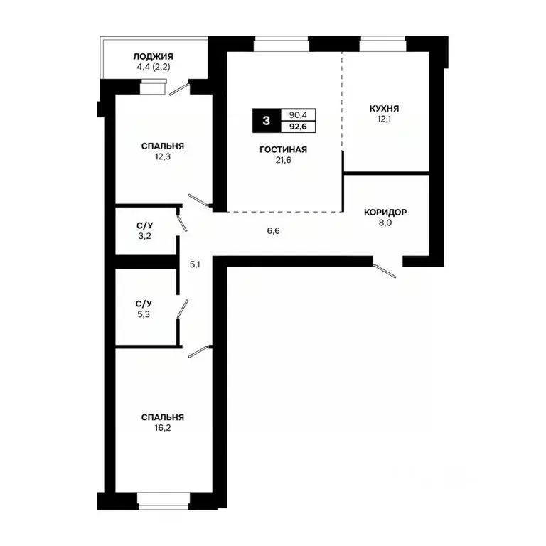 3-к кв. Новосибирская область, Кольцово рп, 5-й мкр  (92.6 м) - Фото 0
