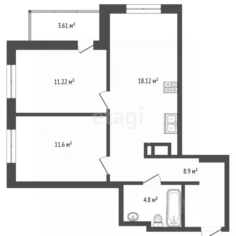 2-к кв. Ростовская область, Ростов-на-Дону Тибетская ул., 1Вс3 (58.7 ... - Фото 1