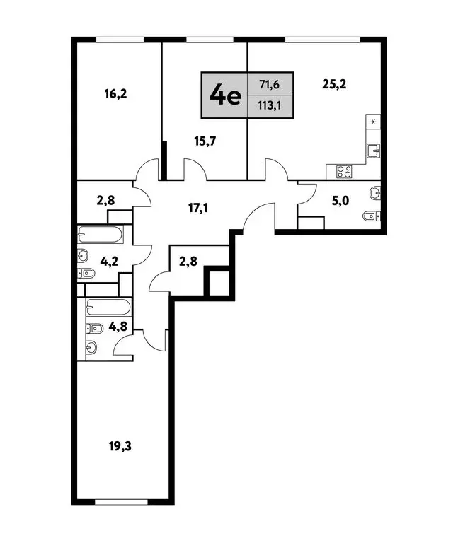 4-комнатная квартира: Москва, Фестивальная улица, 15к4 (113.1 м) - Фото 0