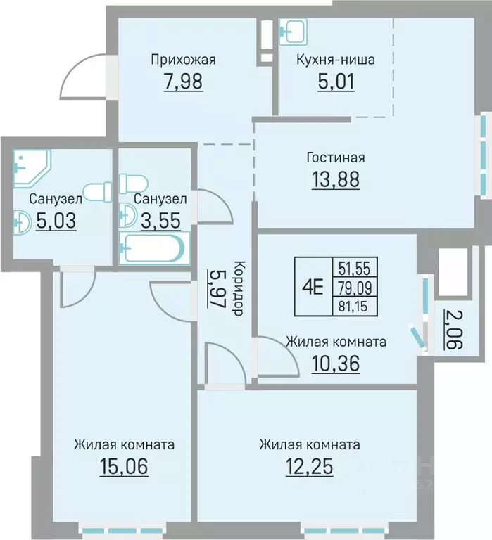 4-к кв. Пермский край, д. Кондратово ул. Водопроводная, 6/4 (81.15 м) - Фото 1